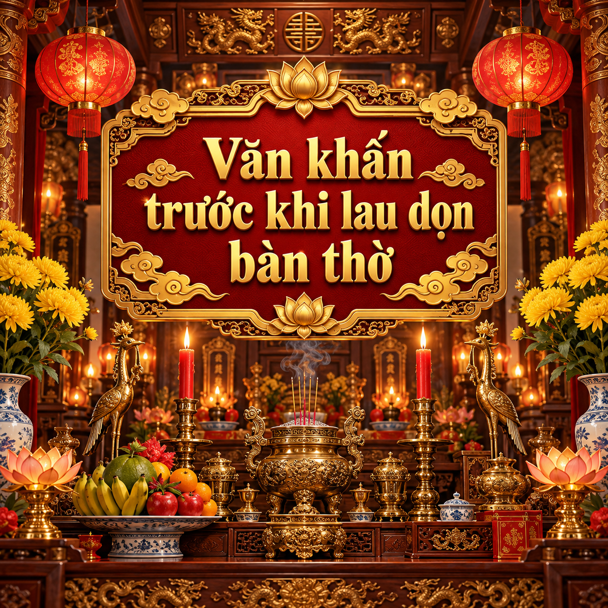 Văn khấn trước khi lau dọn bàn thờ