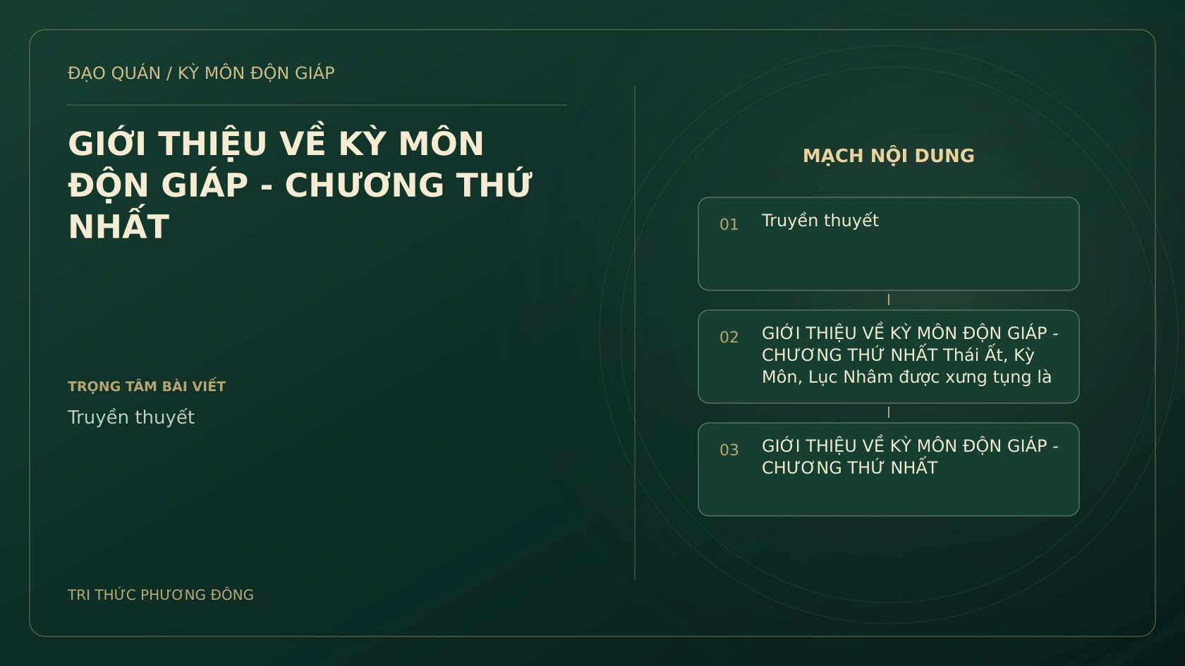 GIỚI THIỆU VỀ KỲ MÔN ĐỘN GIÁP - CHƯƠNG THỨ NHẤT