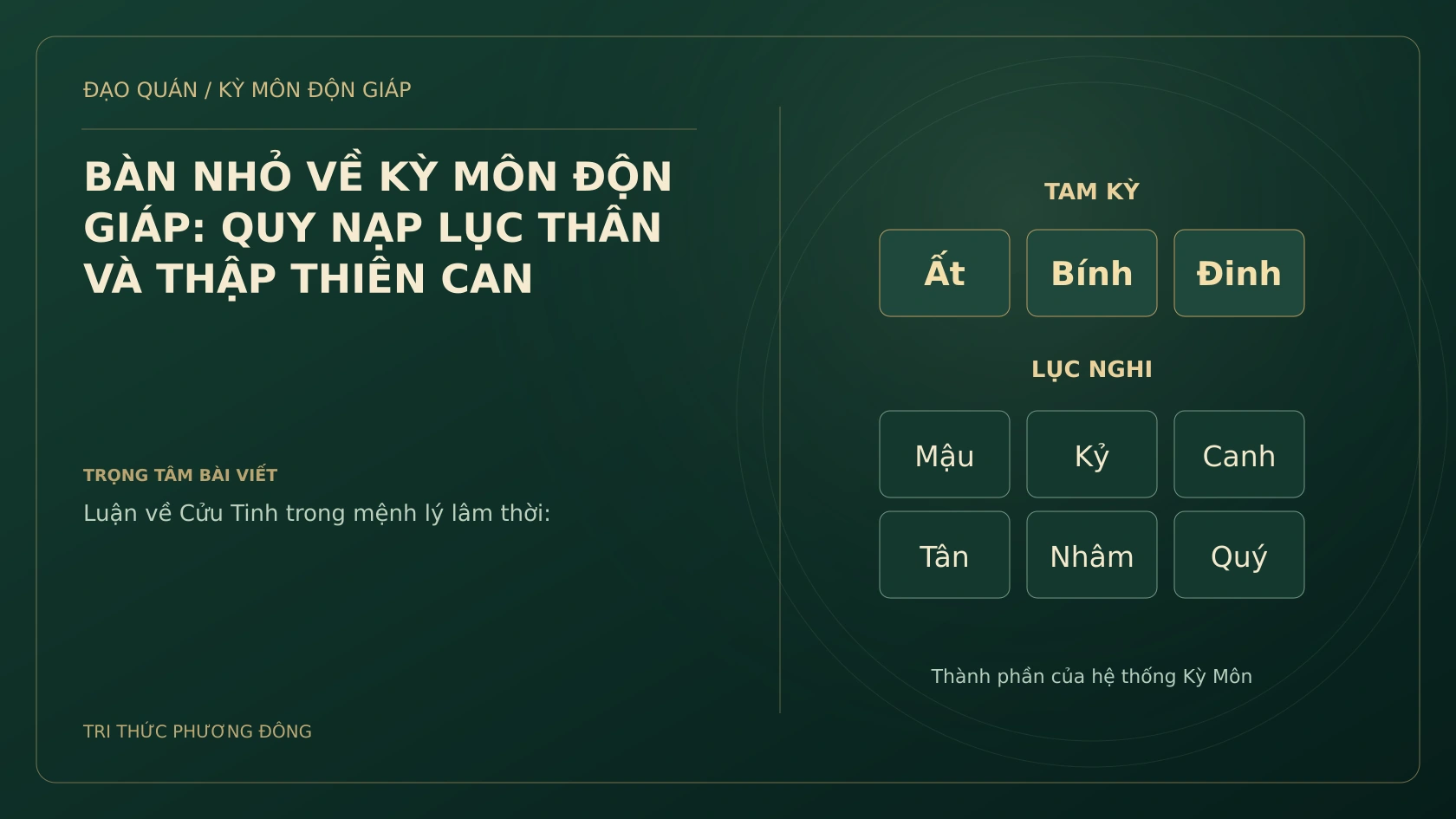 BÀN NHỎ VỀ KỲ MÔN ĐỘN GIÁP: QUY NẠP LỤC THÂN VÀ THẬP THIÊN CAN