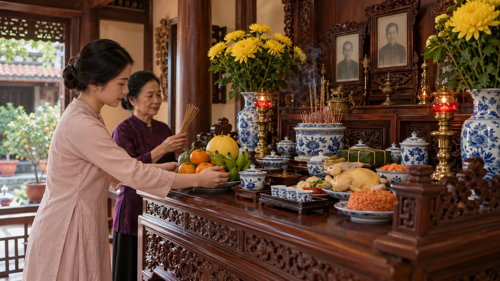 Văn khấn gia tiên mùng 1 và ngày rằm