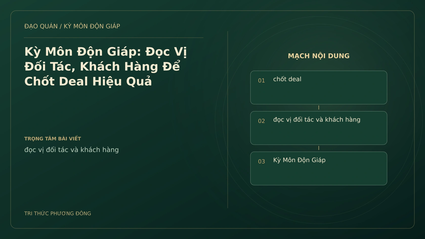 Kỳ Môn Độn Giáp: Đọc Vị Đối Tác, Khách Hàng Để Chốt Deal Hiệu Quả