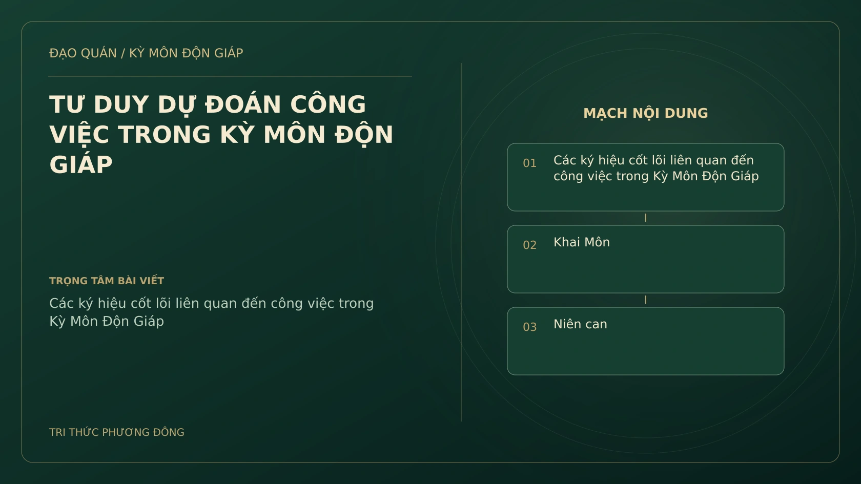 TƯ DUY DỰ ĐOÁN CÔNG VIỆC TRONG KỲ MÔN ĐỘN GIÁP