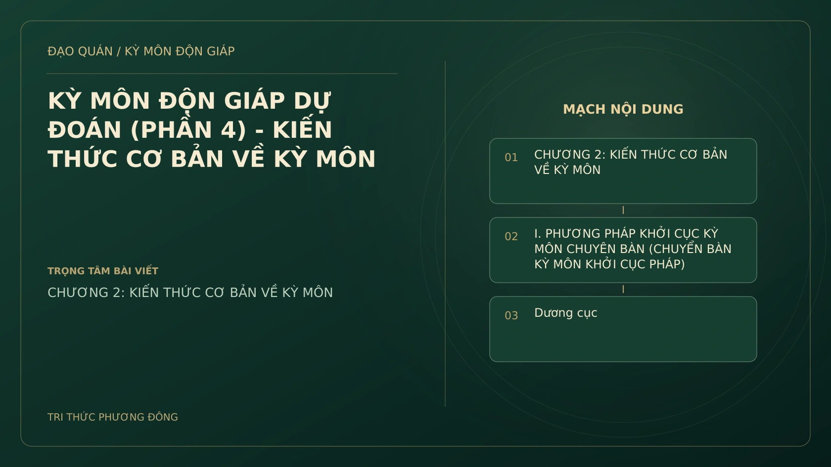 KỲ MÔN ĐỘN GIÁP DỰ ĐOÁN (PHẦN 4) - KIẾN THỨC CƠ BẢN VỀ KỲ MÔN