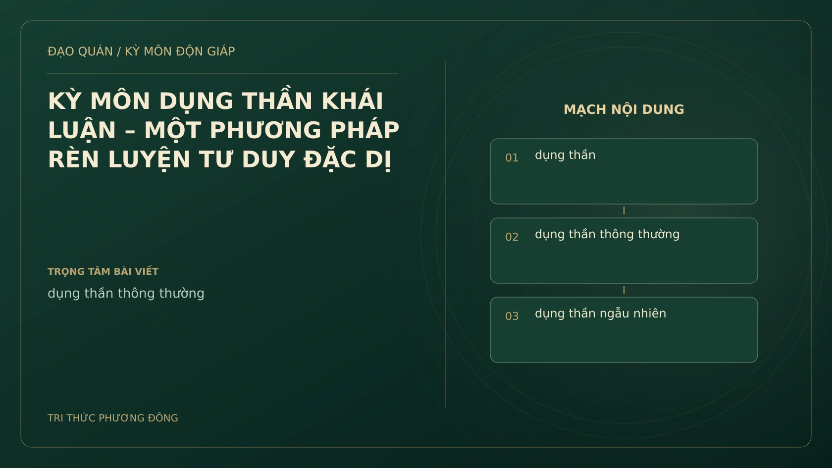 KỲ MÔN DỤNG THẦN KHÁI LUẬN – MỘT PHƯƠNG PHÁP RÈN LUYỆN TƯ DUY ĐẶC DỊ