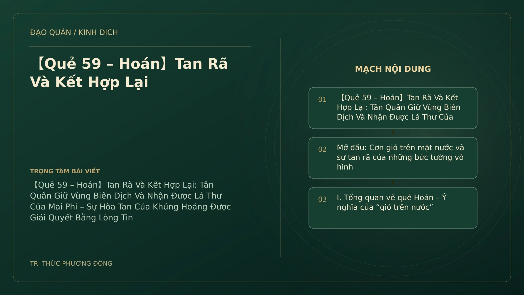 Minh họa Dịch học: 【Quẻ 59 – Hoán】Tan Rã Và Kết Hợp Lại