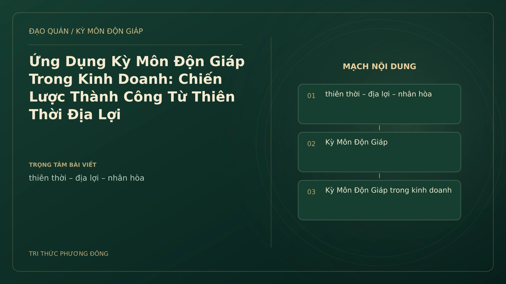 Ứng Dụng Kỳ Môn Độn Giáp Trong Kinh Doanh: Chiến Lược Thành Công Từ Thiên Thời Địa Lợi