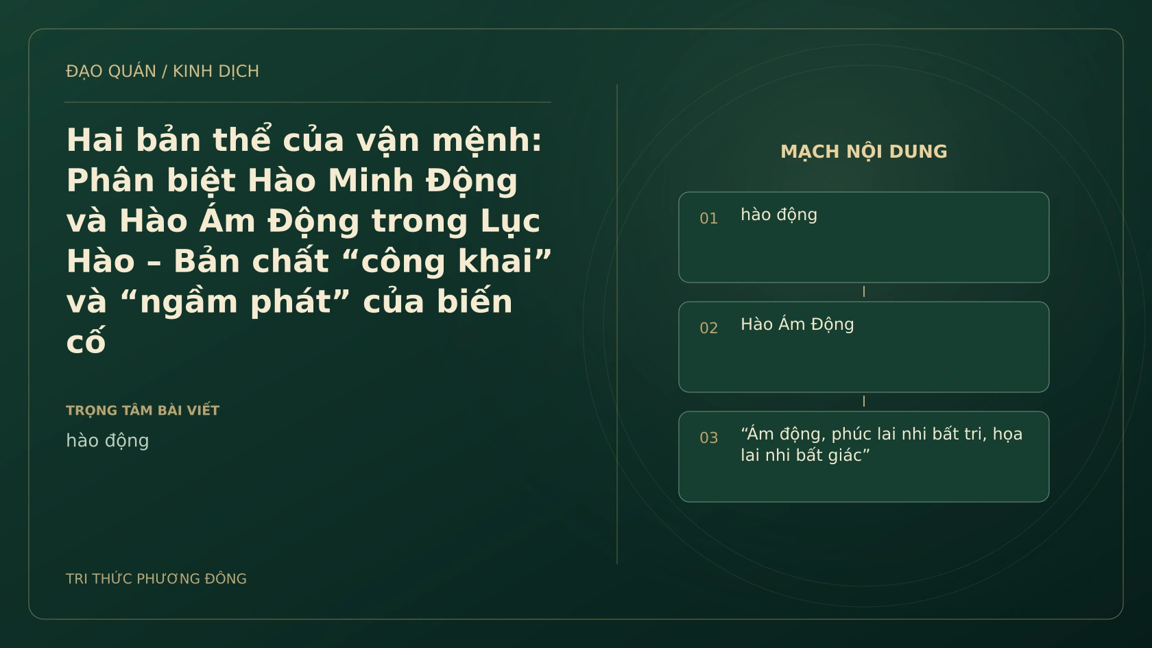 Minh họa Dịch học: Hai bản thể của vận mệnh: Phân biệt Hào Minh Động và Hào Ám Động trong Lục Hào – Bản chất “công khai” và “ngầm phát” của biến cố