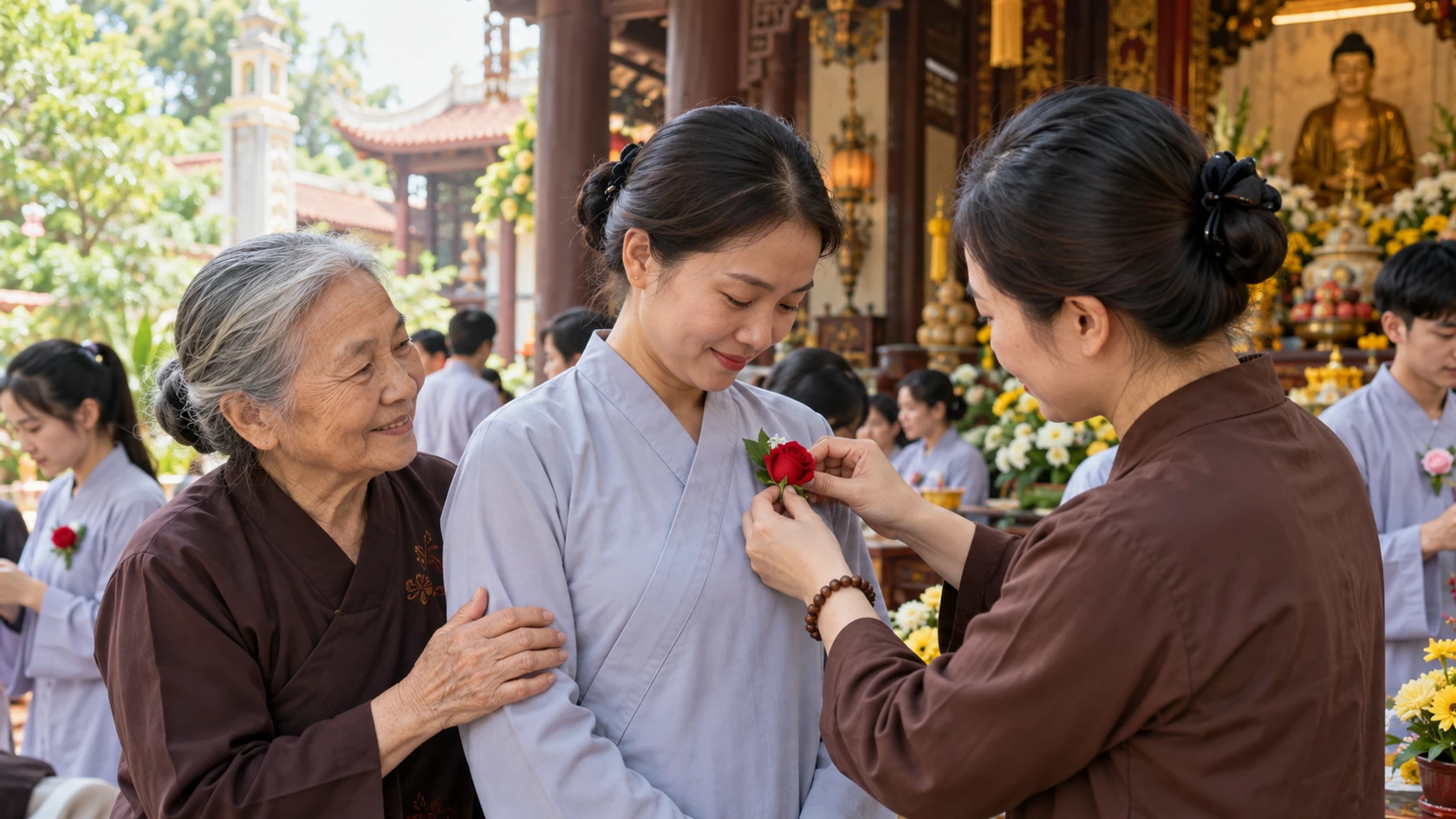 Lễ Vu Lan báo hiếu và ý nghĩa bông hồng cài ngực áo