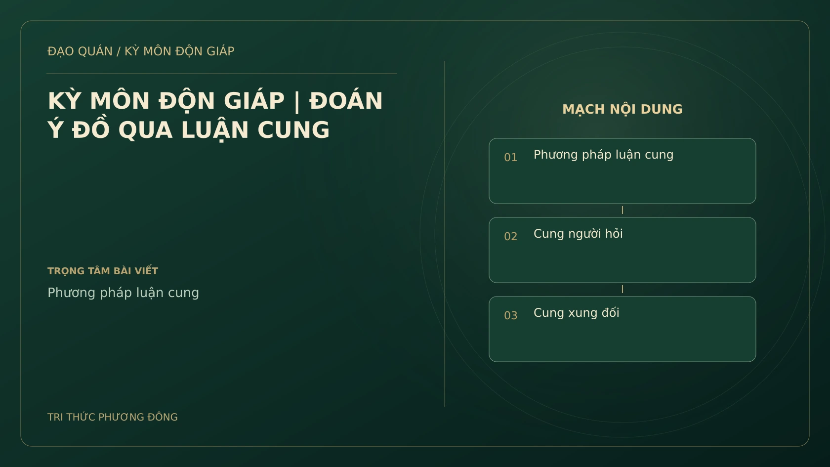 KỲ MÔN ĐỘN GIÁP | ĐOÁN Ý ĐỒ QUA LUẬN CUNG