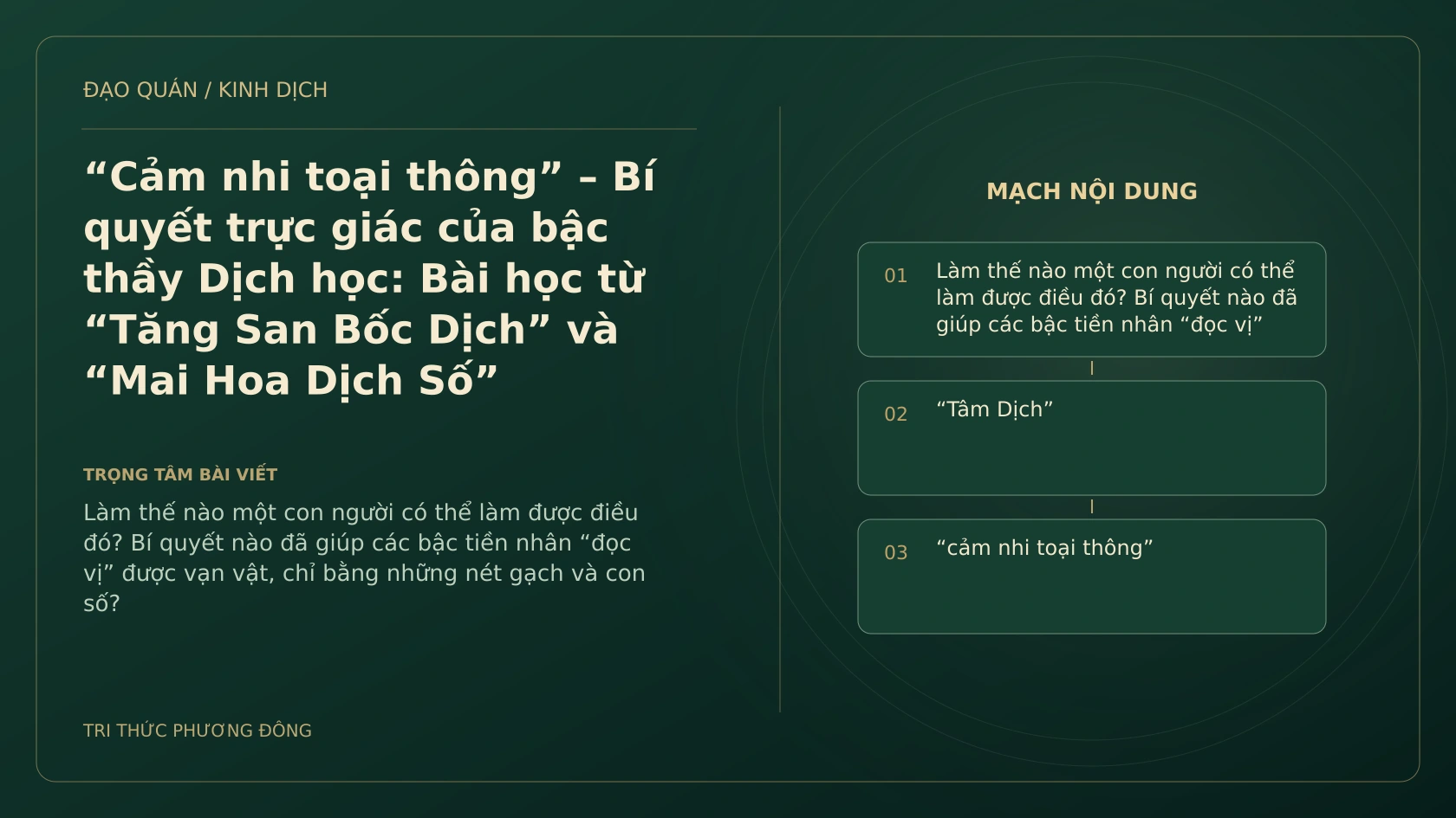 Minh họa Dịch học: “Cảm nhi toại thông” – Bí quyết trực giác của bậc thầy Dịch học: Bài học từ “Tăng San Bốc Dịch” và “Mai Hoa Dịch Số”