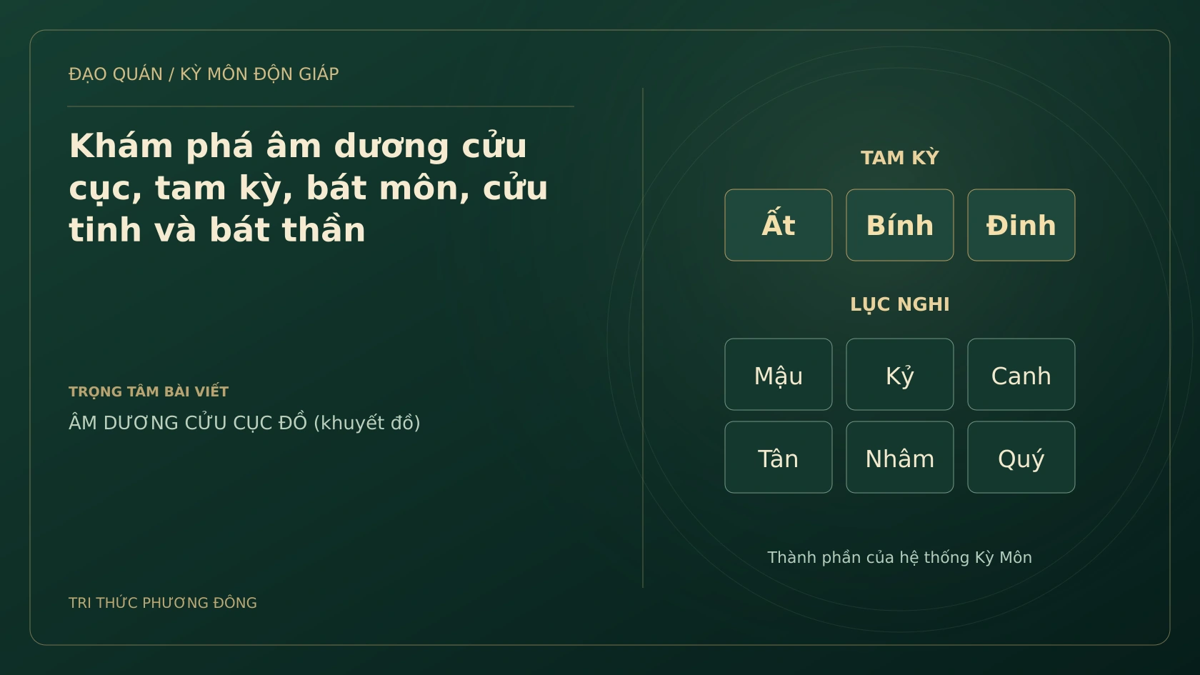 Khám phá âm dương cửu cục, tam kỳ, bát môn, cửu tinh và bát thần