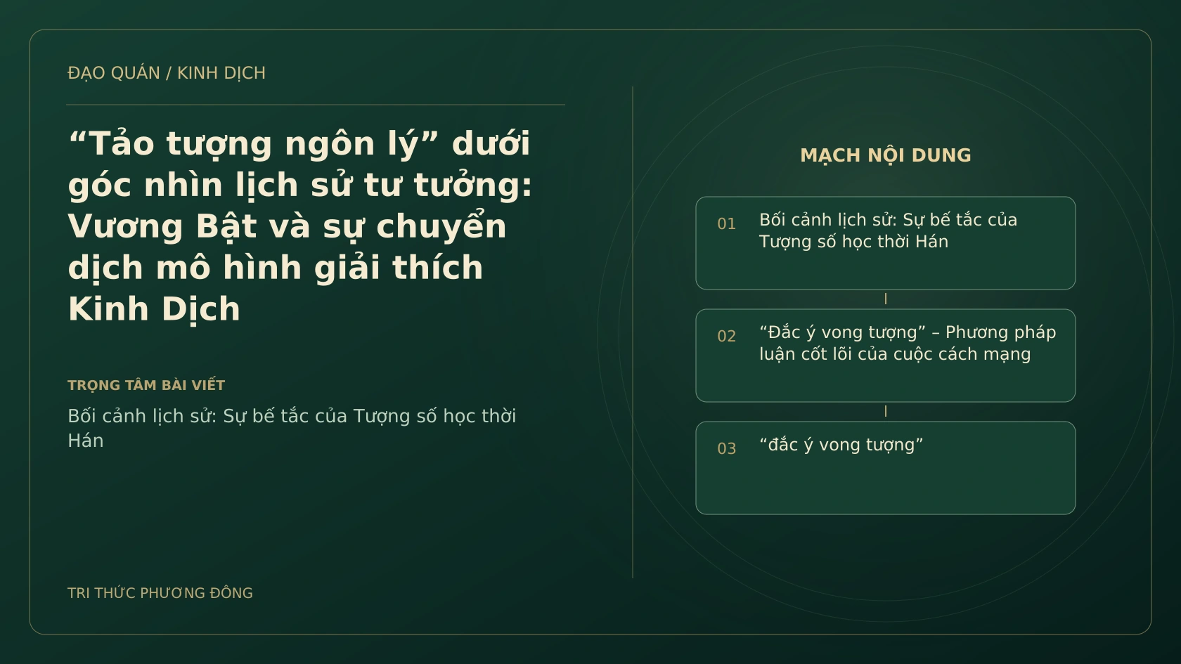 Minh họa Dịch học: “Tảo tượng ngôn lý” dưới góc nhìn lịch sử tư tưởng: Vương Bật và sự chuyển dịch mô hình giải thích Kinh Dịch