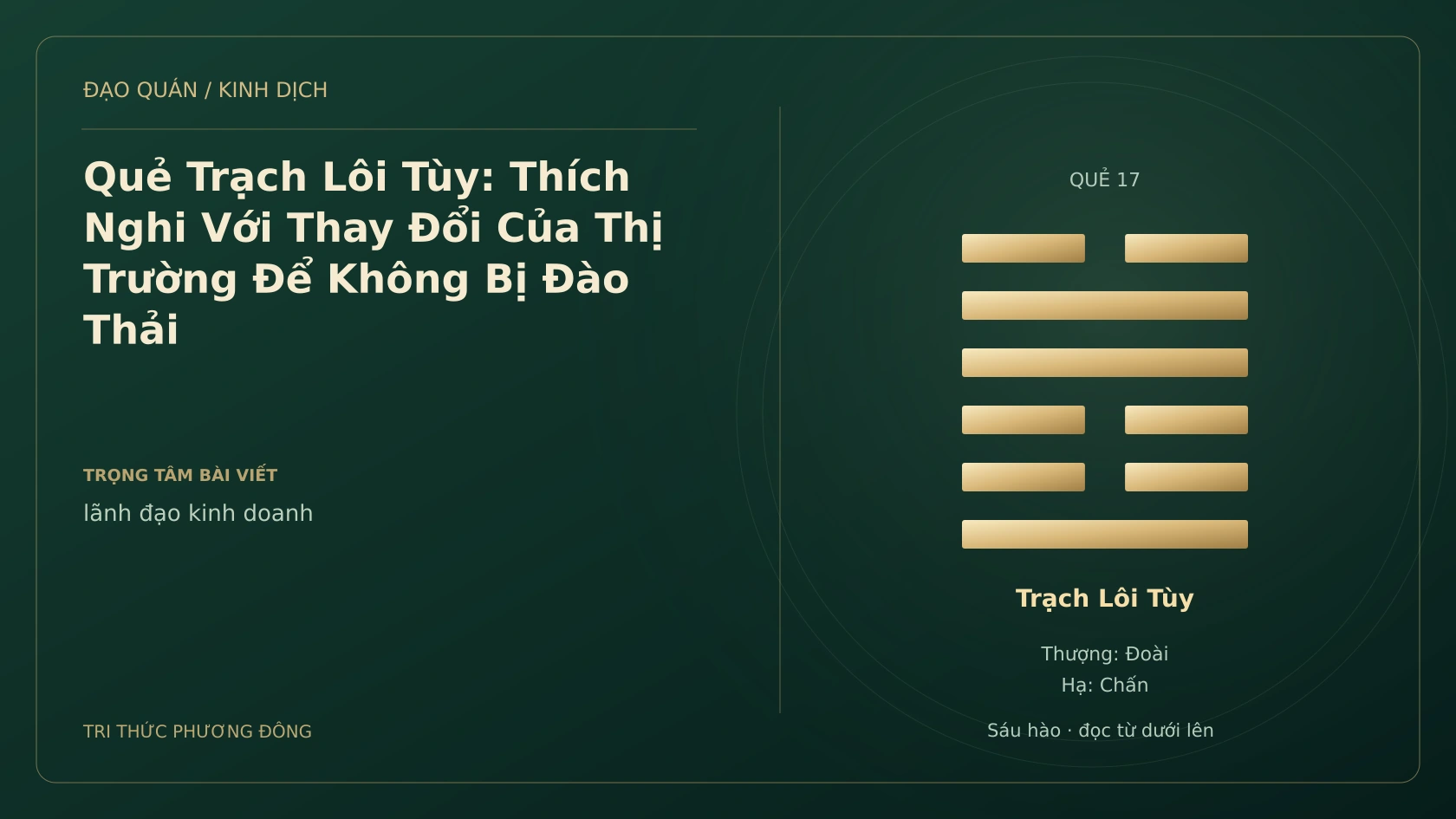 Minh họa Dịch học: Quẻ Trạch Lôi Tùy: Thích Nghi Với Thay Đổi Của Thị Trường Để Không Bị Đào Thải