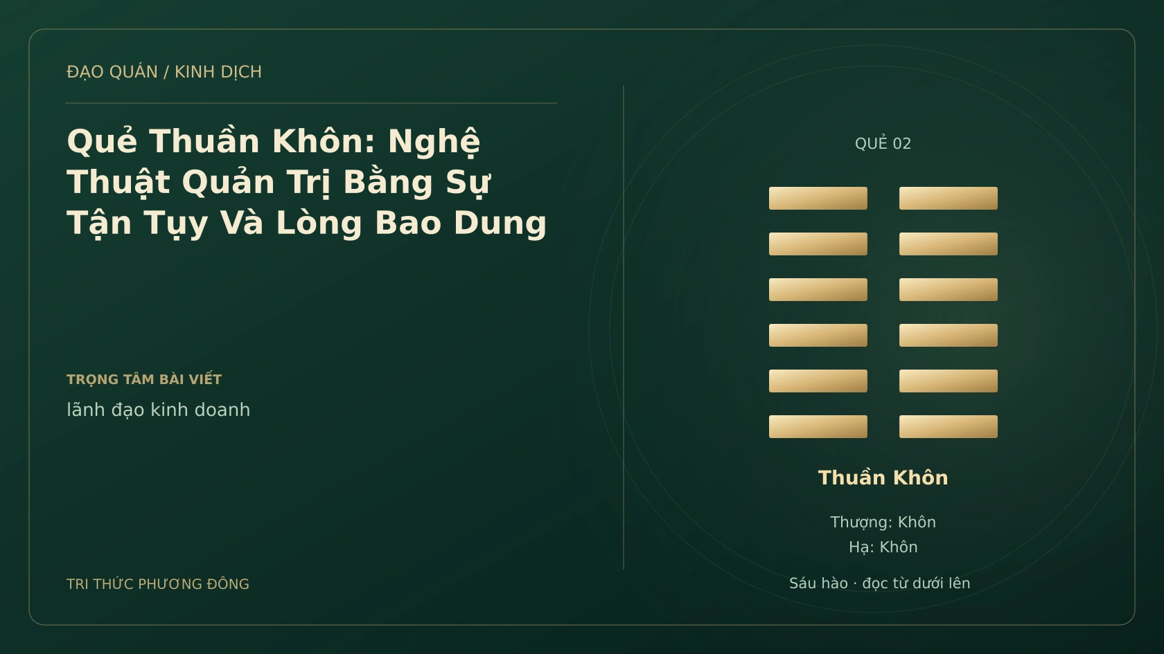 Minh họa Dịch học: Quẻ Thuần Khôn: Nghệ Thuật Quản Trị Bằng Sự Tận Tụy Và Lòng Bao Dung