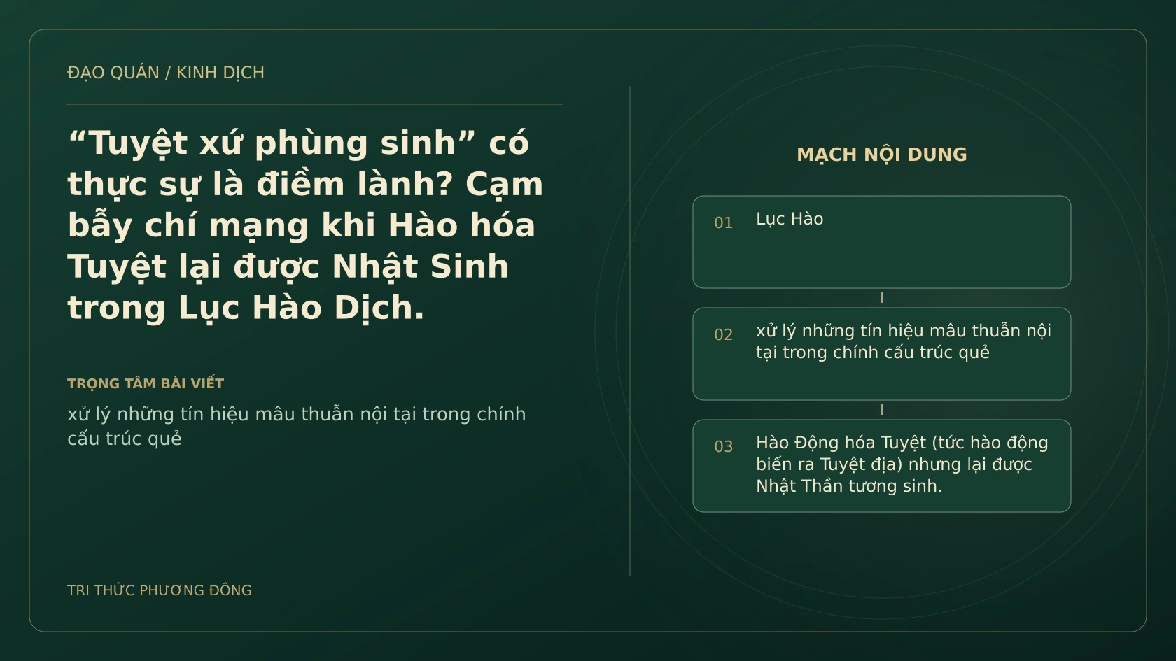 Minh họa Dịch học: “Tuyệt xứ phùng sinh” có thực sự là điềm lành? Cạm bẫy chí mạng khi Hào hóa Tuyệt lại được Nhật Sinh trong Lục Hào Dịch.