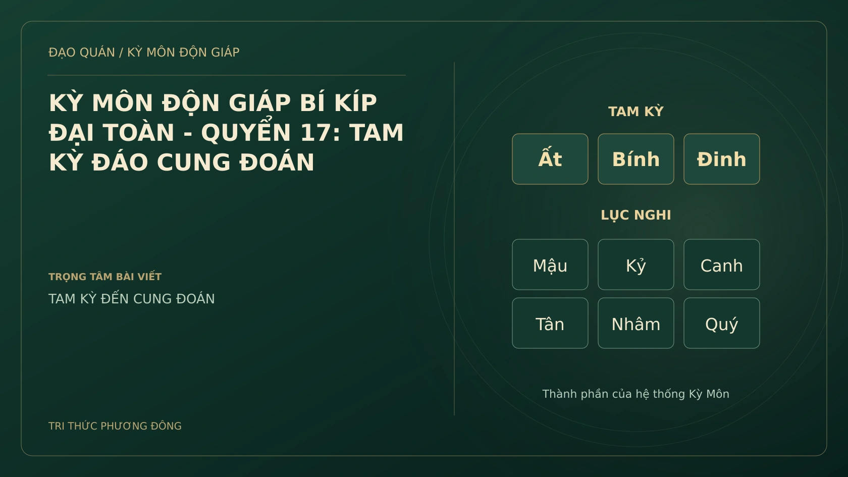 KỲ MÔN ĐỘN GIÁP BÍ KÍP ĐẠI TOÀN - QUYỂN 17: TAM KỲ ĐÁO CUNG ĐOÁN