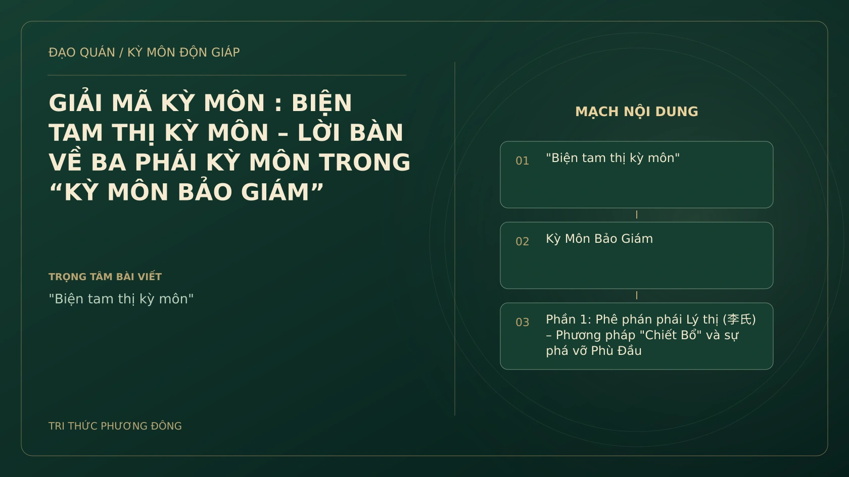GIẢI MÃ KỲ MÔN : BIỆN TAM THỊ KỲ MÔN – LỜI BÀN VỀ BA PHÁI KỲ MÔN TRONG “KỲ MÔN BẢO GIÁM”