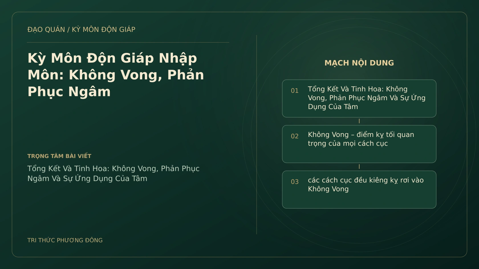 Kỳ Môn Độn Giáp Nhập Môn: Không Vong, Phản Phục Ngâm