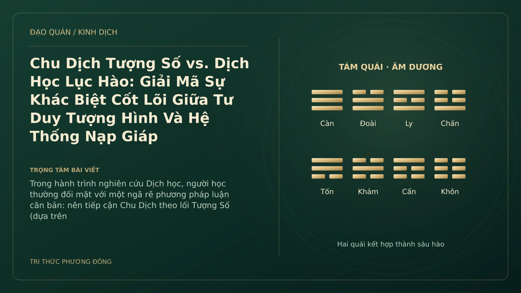 Minh họa Dịch học: Chu Dịch Tượng Số vs. Dịch Học Lục Hào: Giải Mã Sự Khác Biệt Cốt Lõi Giữa Tư Duy Tượng Hình Và Hệ Thống Nạp Giáp