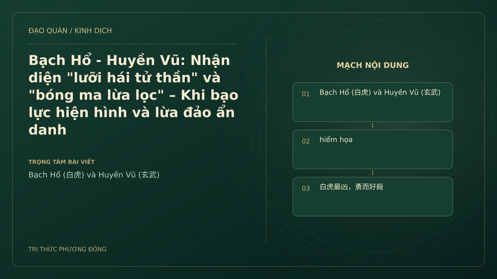 Minh họa Dịch học: Bạch Hổ - Huyền Vũ: Nhận diện "lưỡi hái tử thần" và "bóng ma lừa lọc" – Khi bạo lực hiện hình và lừa đảo ẩn danh