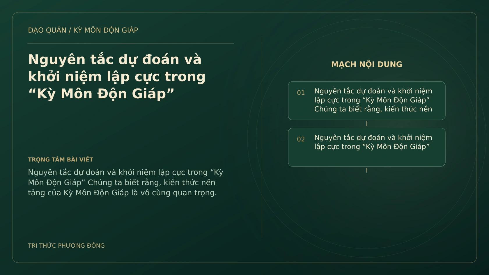 Nguyên tắc dự đoán và khởi niệm lập cực trong “Kỳ Môn Độn Giáp”