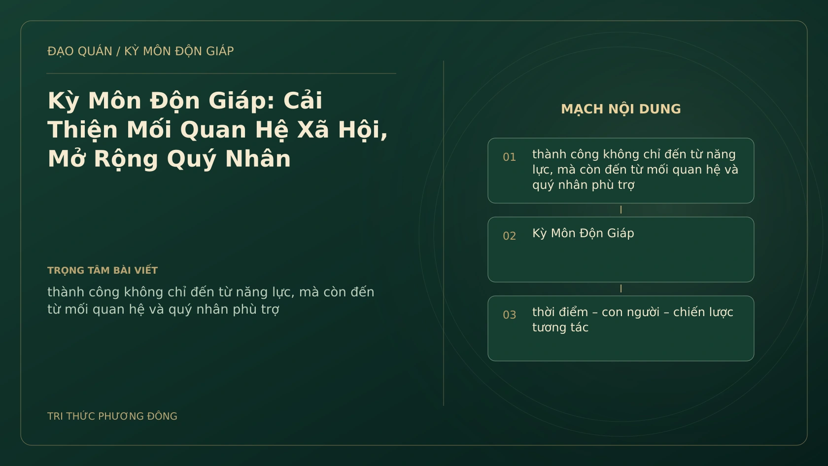 Kỳ Môn Độn Giáp: Cải Thiện Mối Quan Hệ Xã Hội, Mở Rộng Quý Nhân