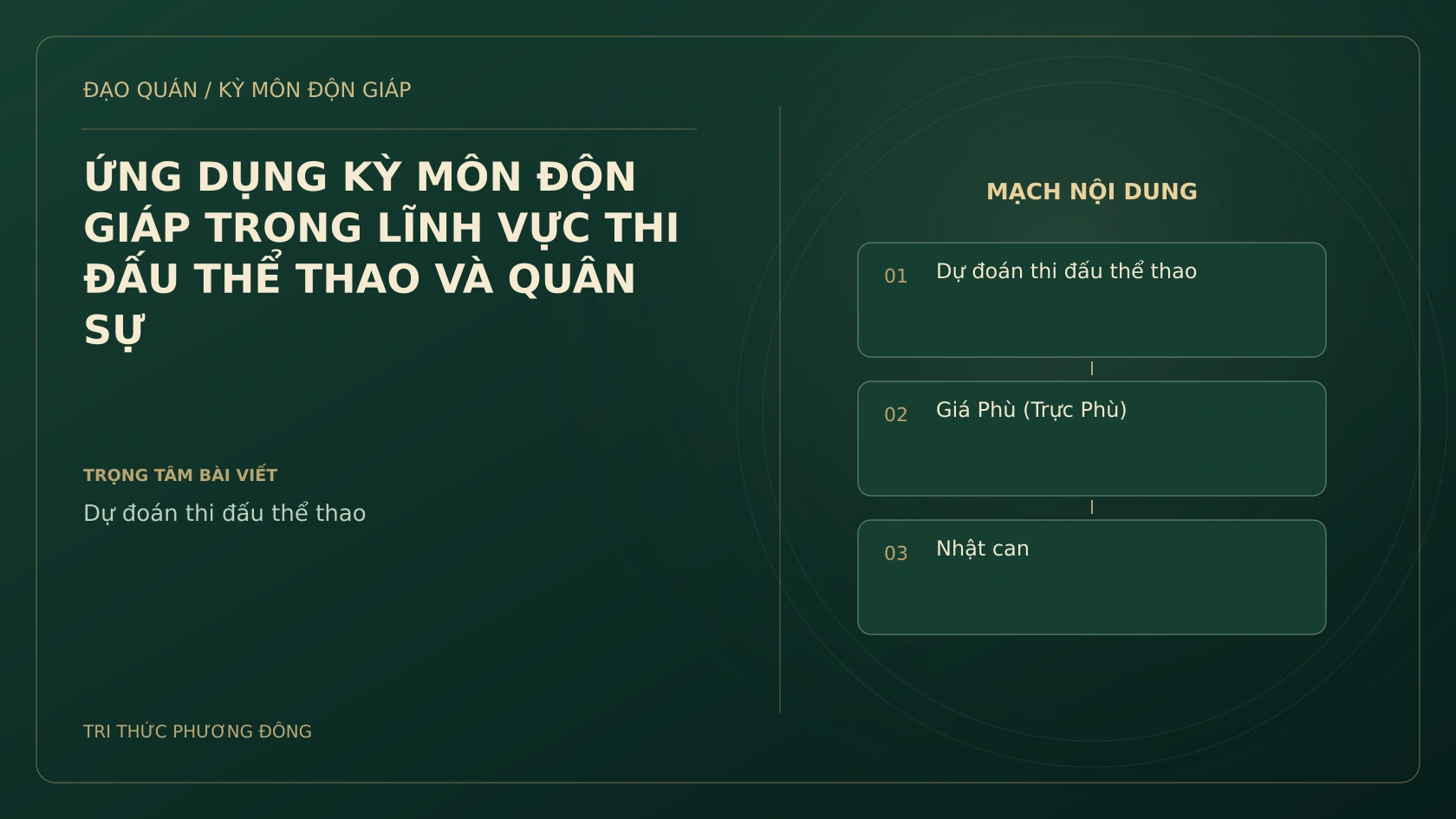 ỨNG DỤNG KỲ MÔN ĐỘN GIÁP TRONG LĨNH VỰC THI ĐẤU THỂ THAO VÀ QUÂN SỰ
