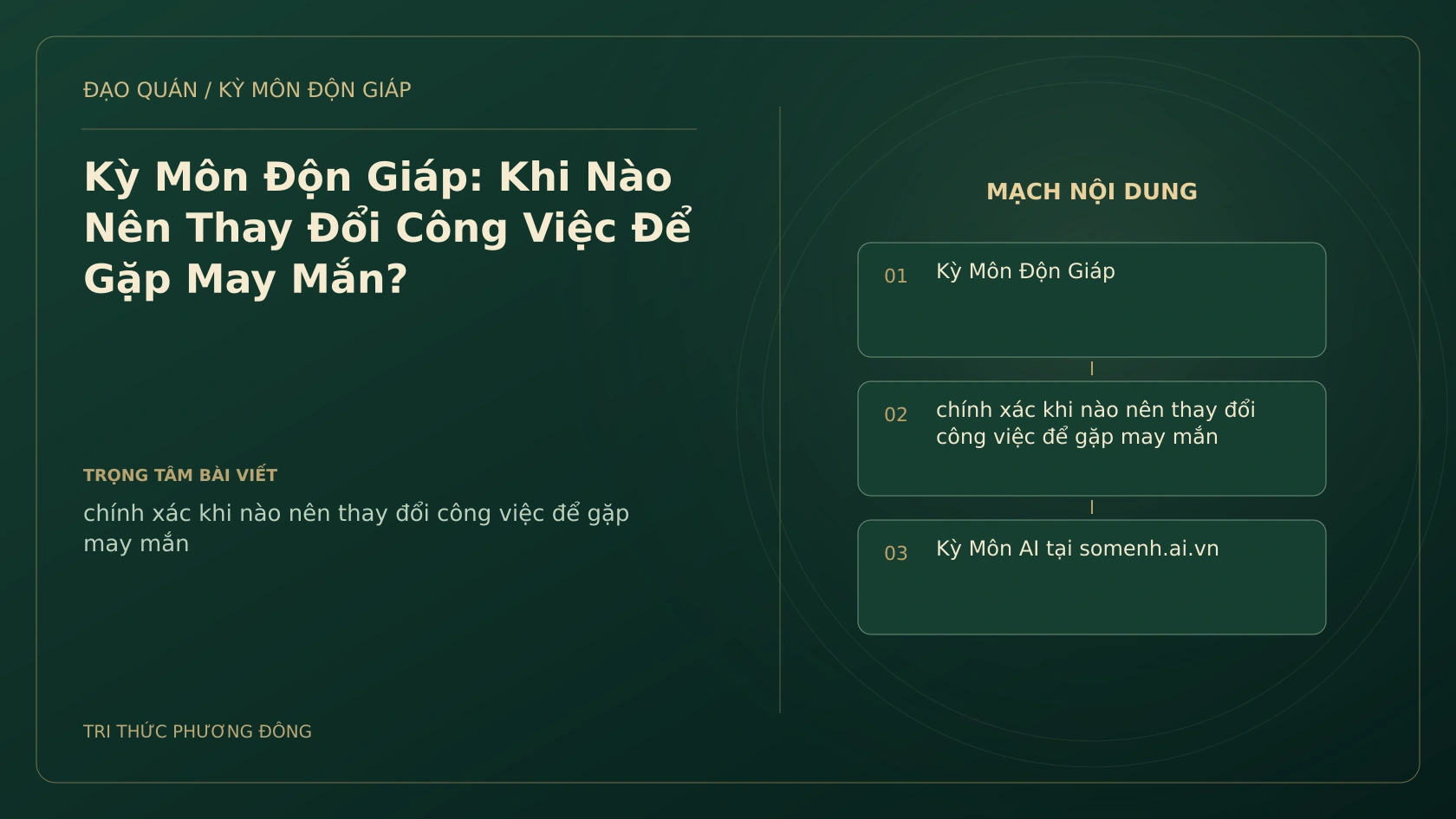 Kỳ Môn Độn Giáp: Khi Nào Nên Thay Đổi Công Việc Để Gặp May Mắn?