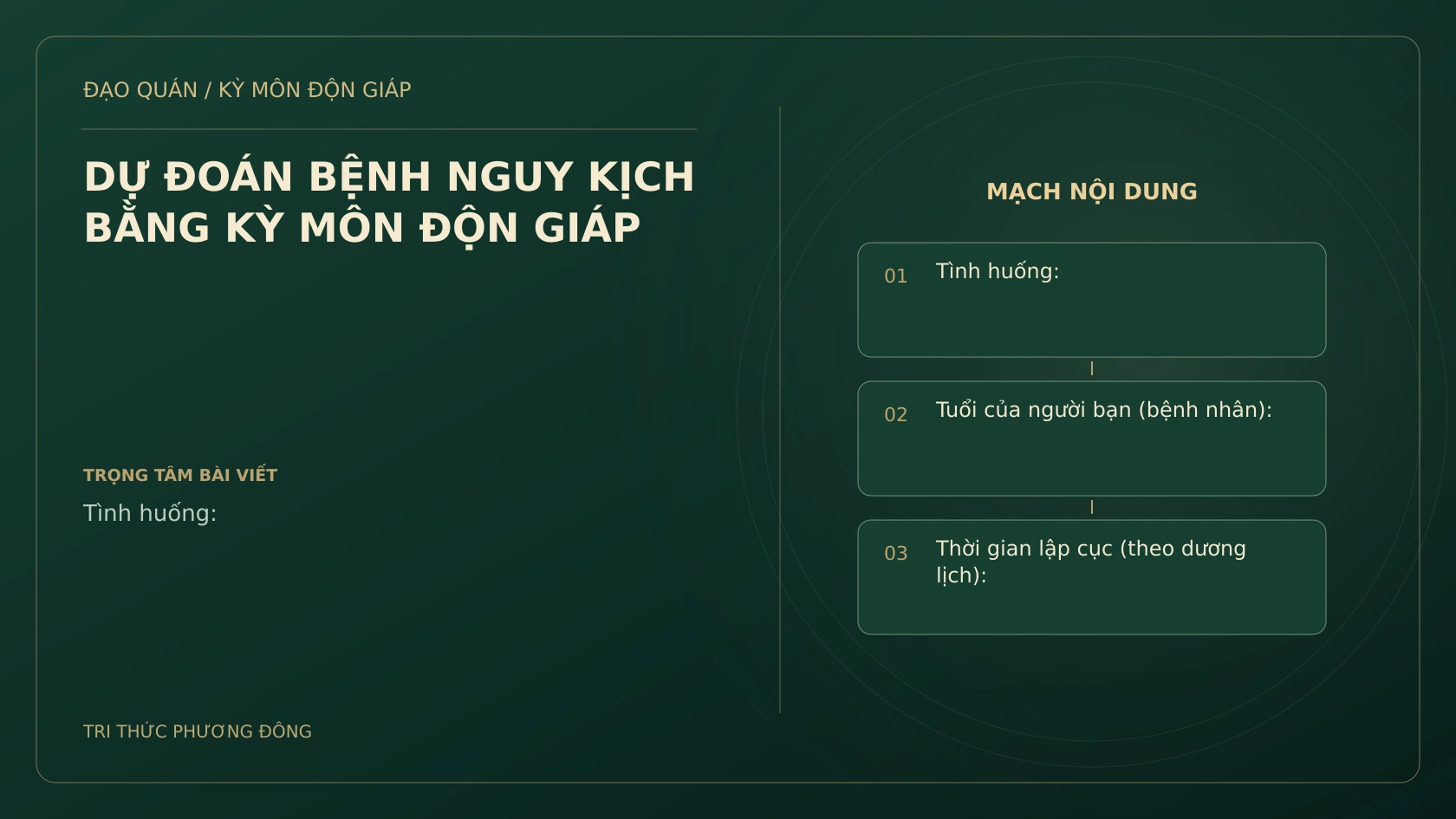 DỰ ĐOÁN BỆNH NGUY KỊCH BẰNG KỲ MÔN ĐỘN GIÁP