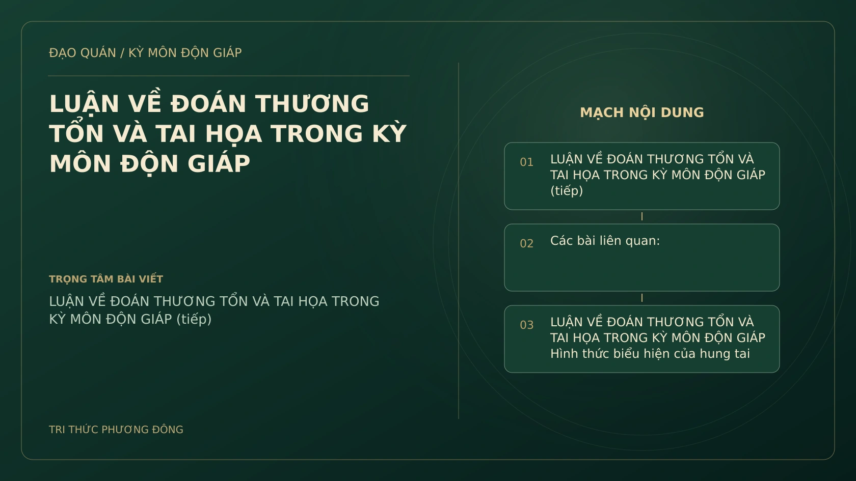 LUẬN VỀ ĐOÁN THƯƠNG TỔN VÀ TAI HỌA TRONG KỲ MÔN ĐỘN GIÁP