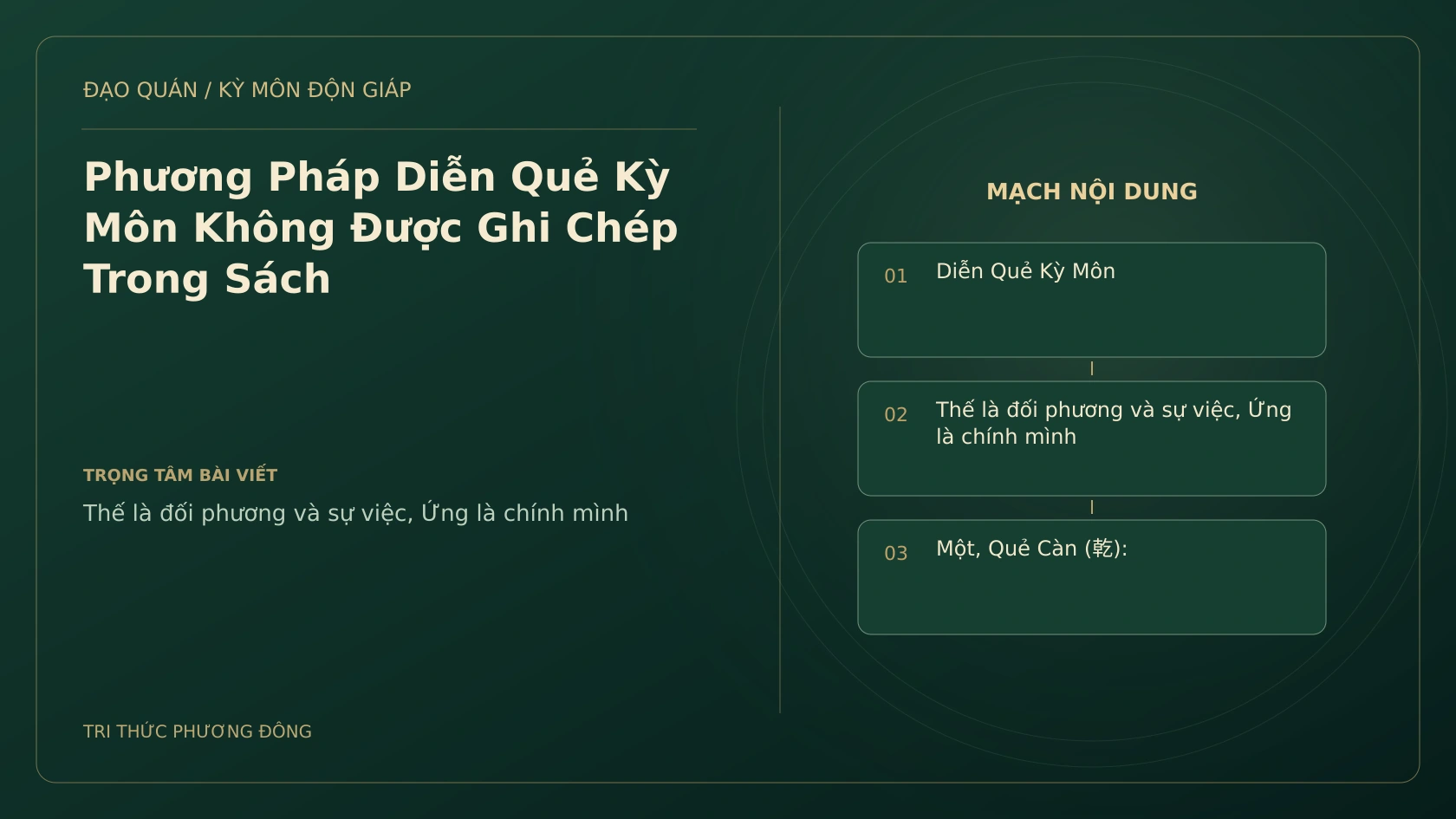 Phương Pháp Diễn Quẻ Kỳ Môn Không Được Ghi Chép Trong Sách