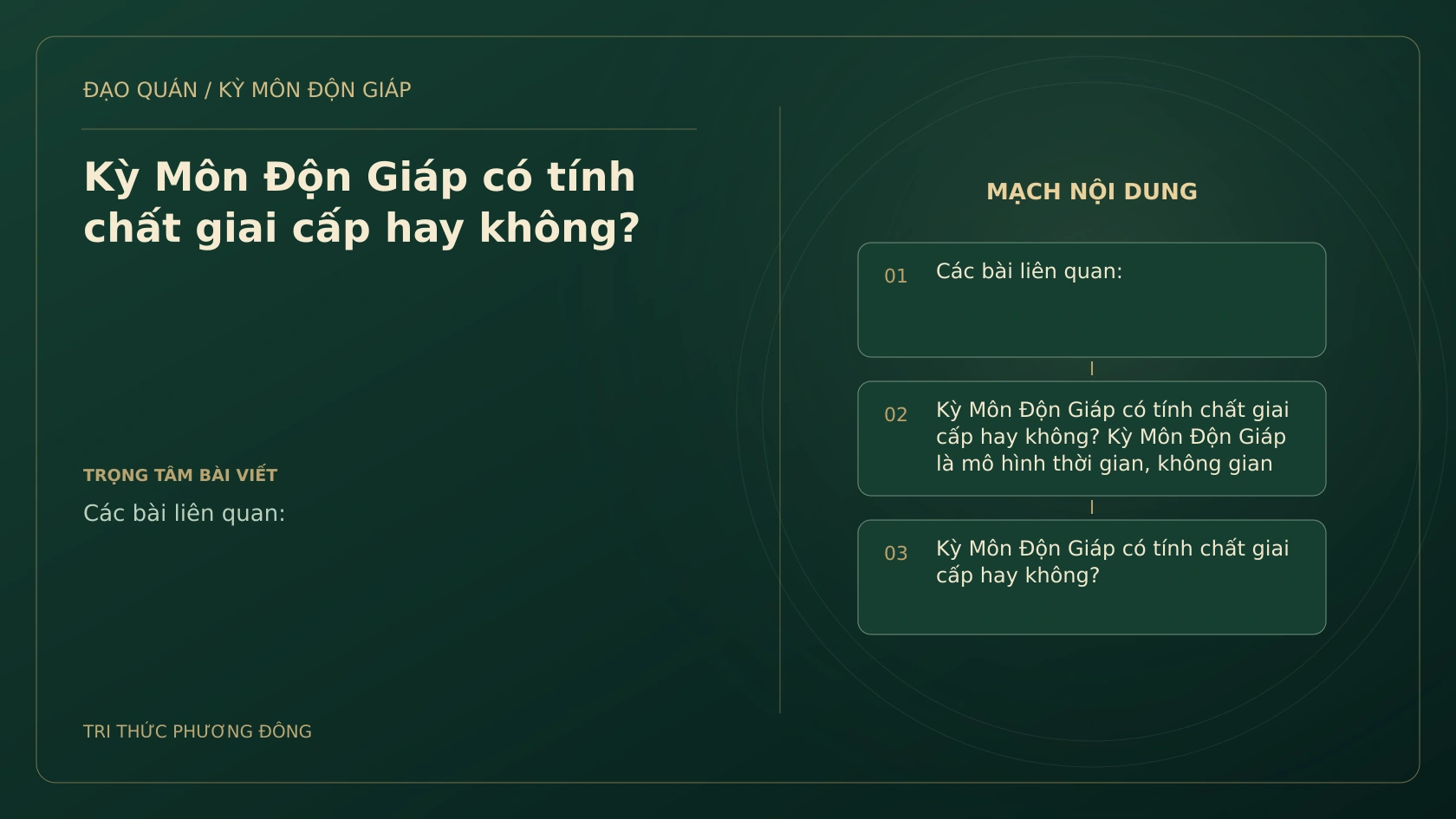 Kỳ Môn Độn Giáp có tính chất giai cấp hay không?