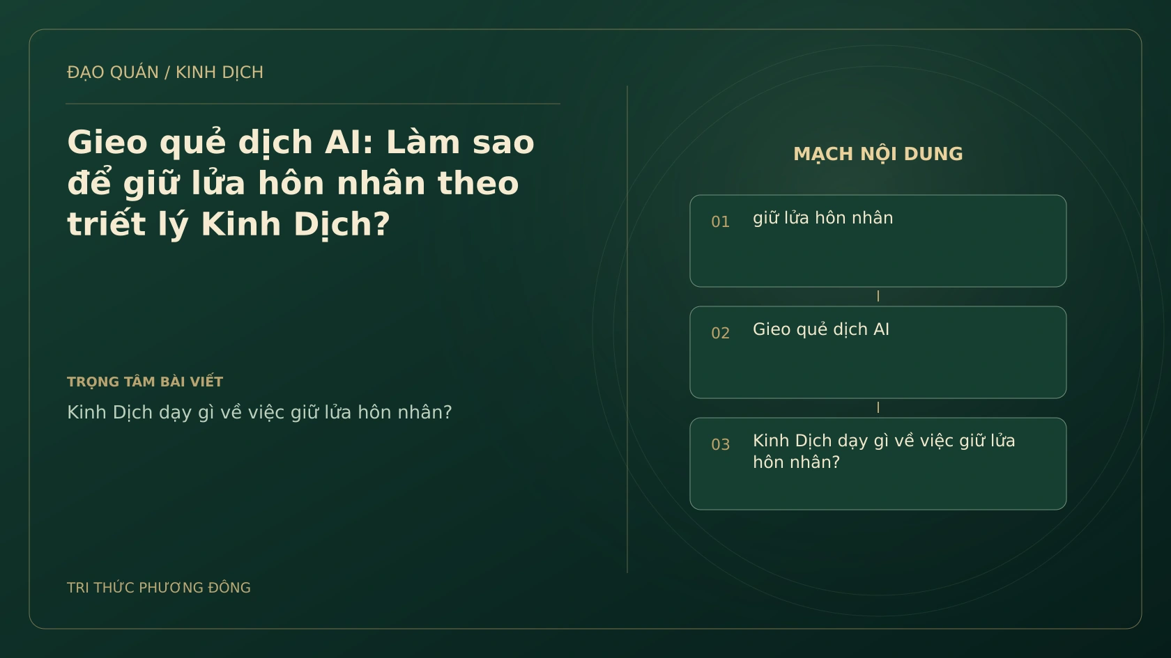 Minh họa Dịch học: Gieo quẻ dịch AI: Làm sao để giữ lửa hôn nhân theo triết lý Kinh Dịch?