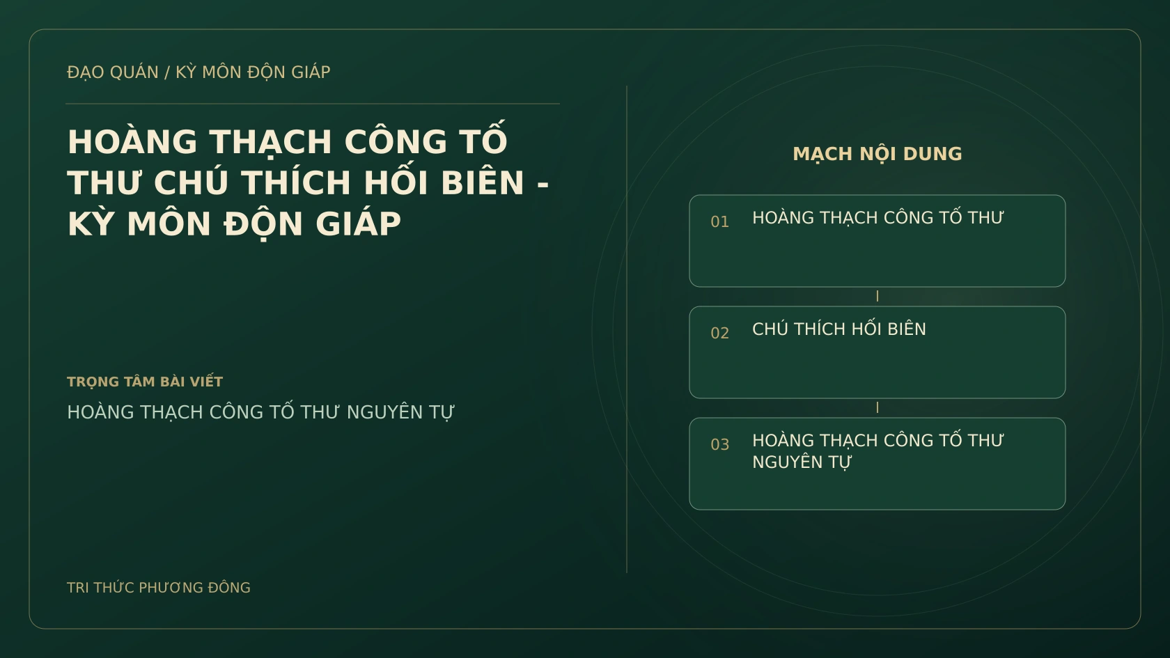 HOÀNG THẠCH CÔNG TỐ THƯ CHÚ THÍCH HỐI BIÊN - KỲ MÔN ĐỘN GIÁP