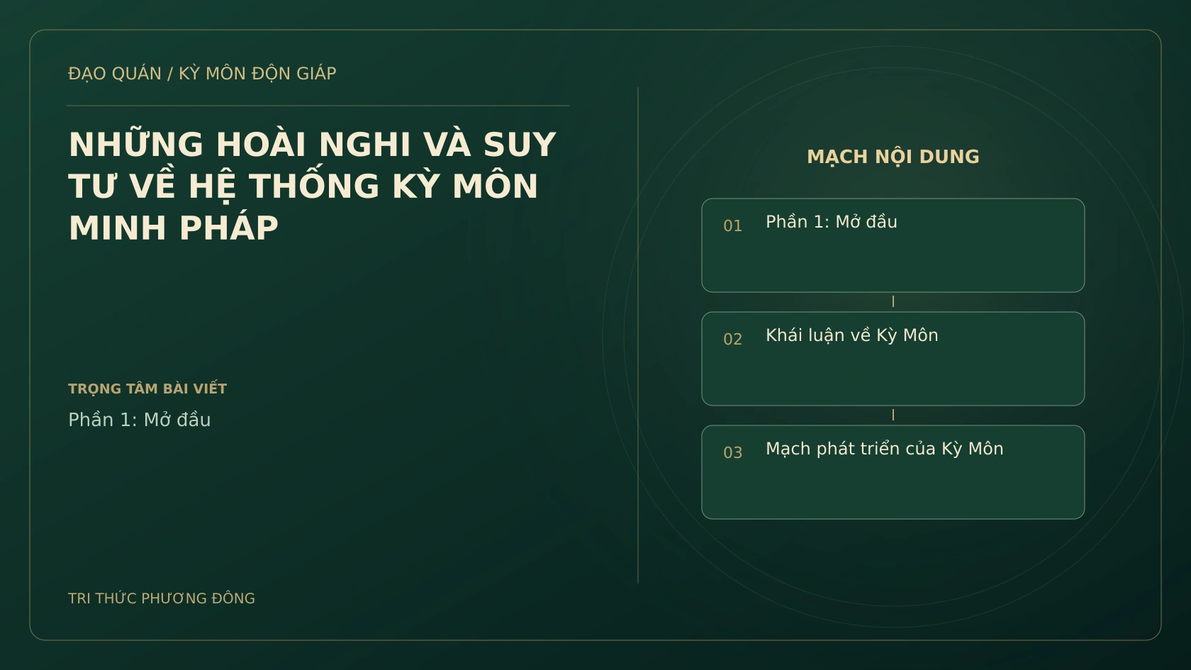 NHỮNG HOÀI NGHI VÀ SUY TƯ VỀ HỆ THỐNG KỲ MÔN MINH PHÁP