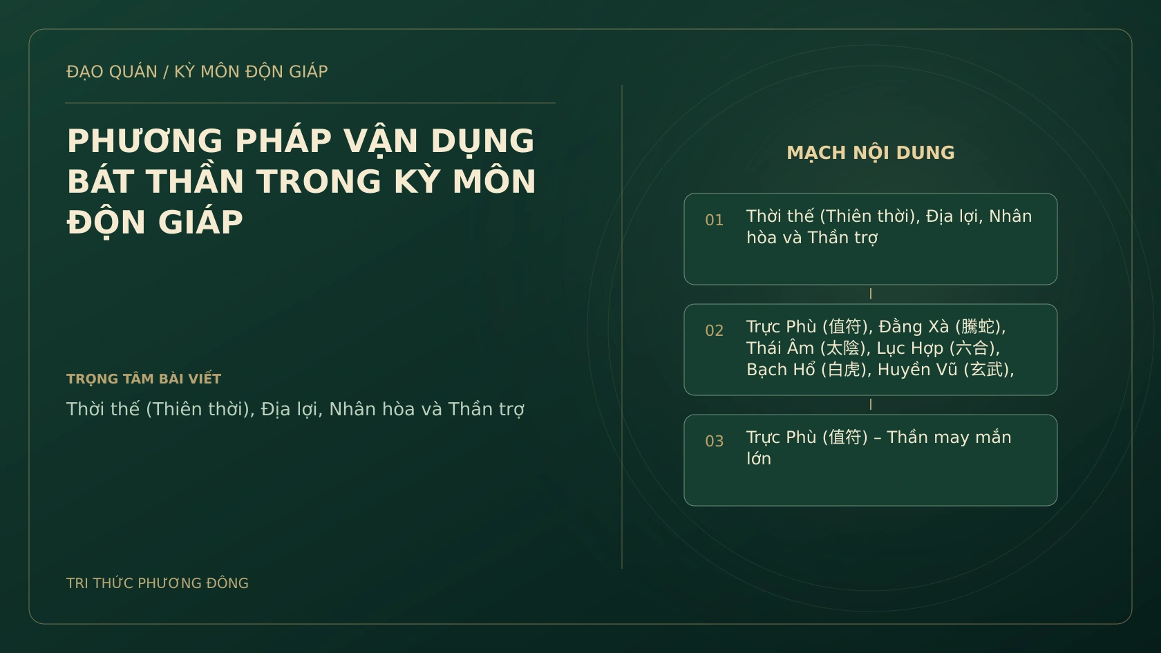 PHƯƠNG PHÁP VẬN DỤNG BÁT THẦN TRONG KỲ MÔN ĐỘN GIÁP