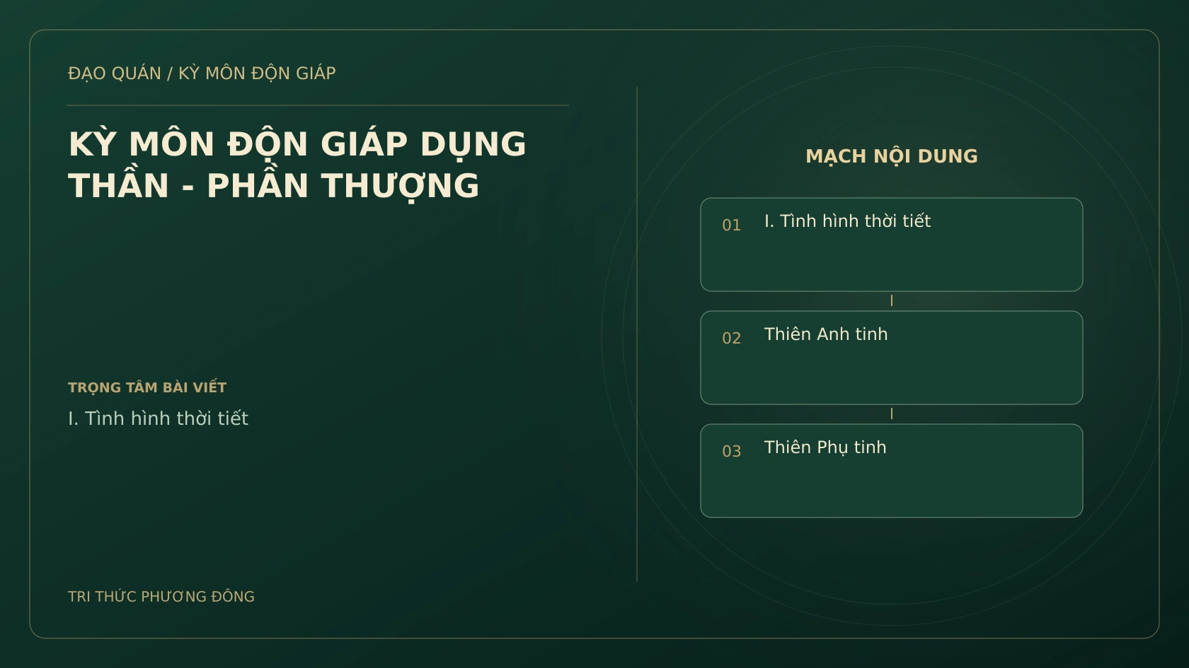 KỲ MÔN ĐỘN GIÁP DỤNG THẦN - PHẦN THƯỢNG
