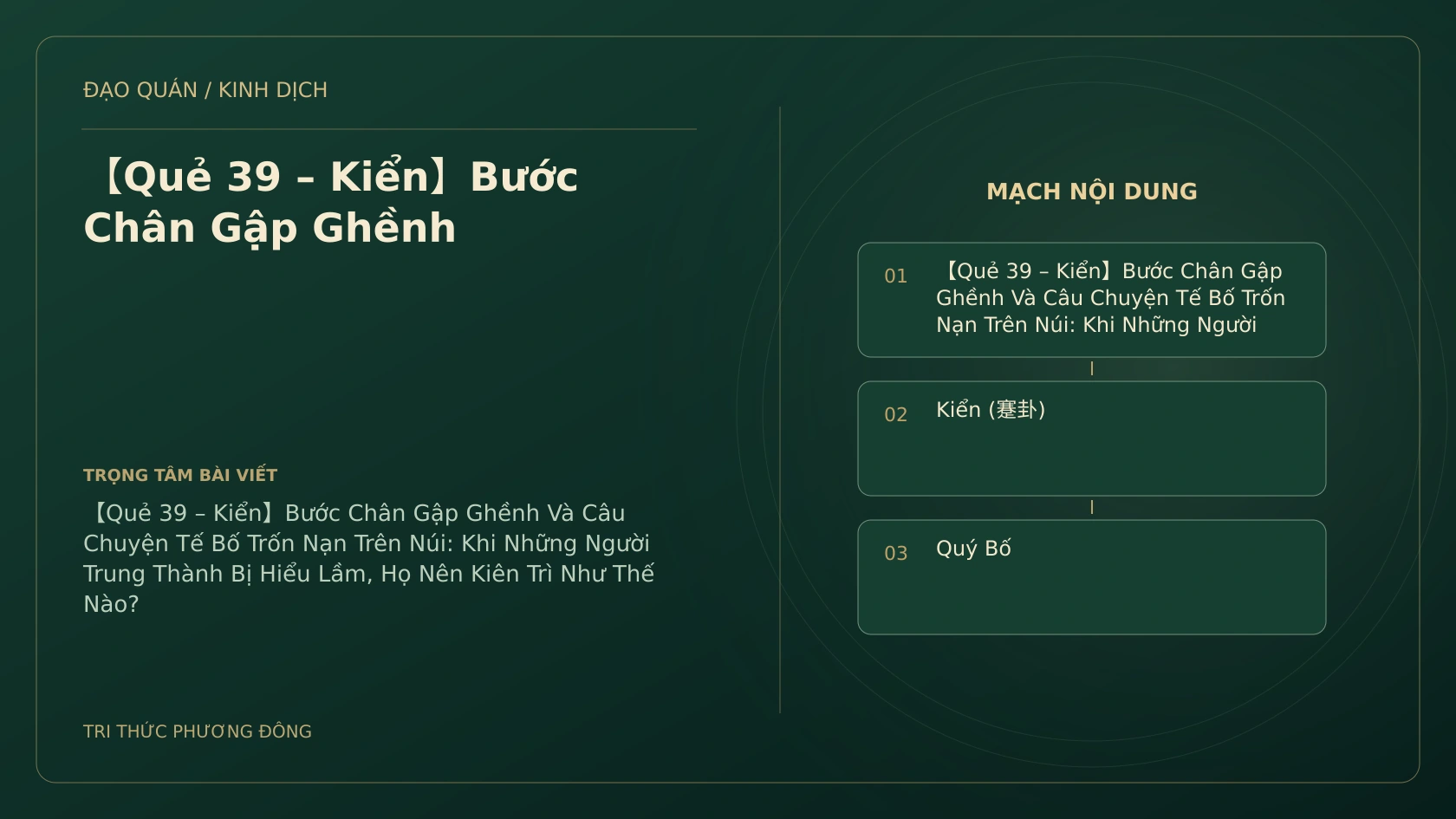 Minh họa Dịch học: 【Quẻ 39 – Kiển】Bước Chân Gập Ghềnh