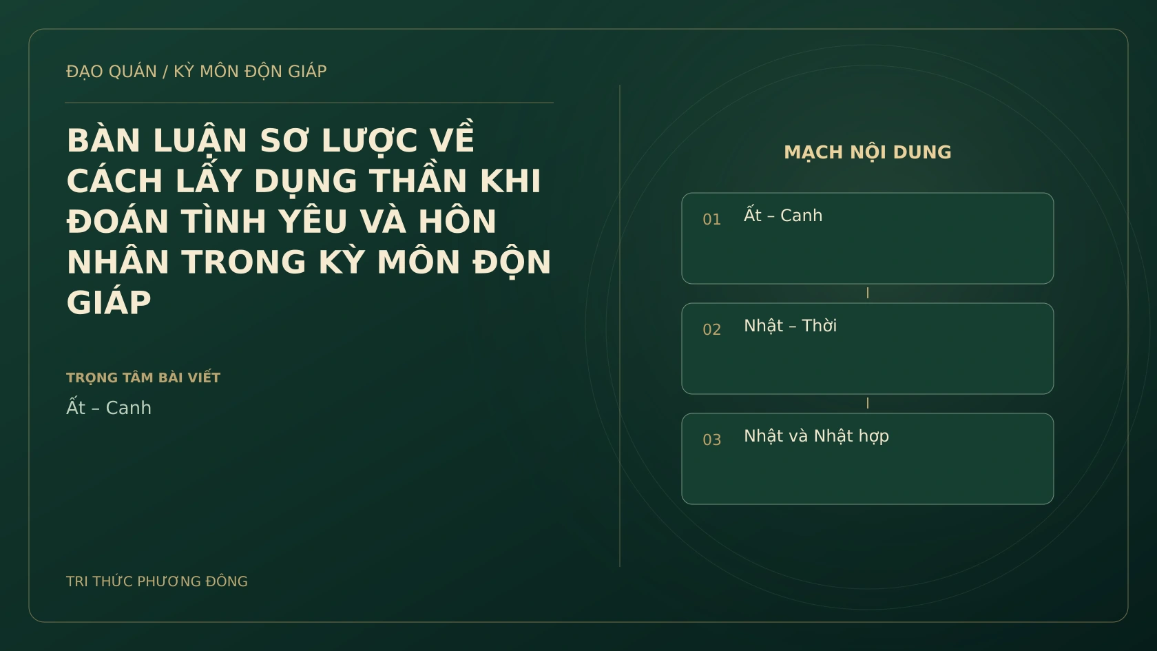 BÀN LUẬN SƠ LƯỢC VỀ CÁCH LẤY DỤNG THẦN KHI ĐOÁN TÌNH YÊU VÀ HÔN NHÂN TRONG KỲ MÔN ĐỘN GIÁP