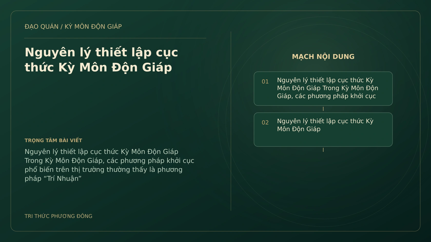 Nguyên lý thiết lập cục thức Kỳ Môn Độn Giáp