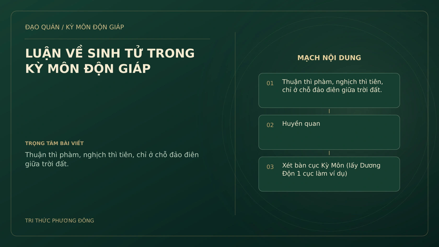 LUẬN VỀ SINH TỬ TRONG KỲ MÔN ĐỘN GIÁP
