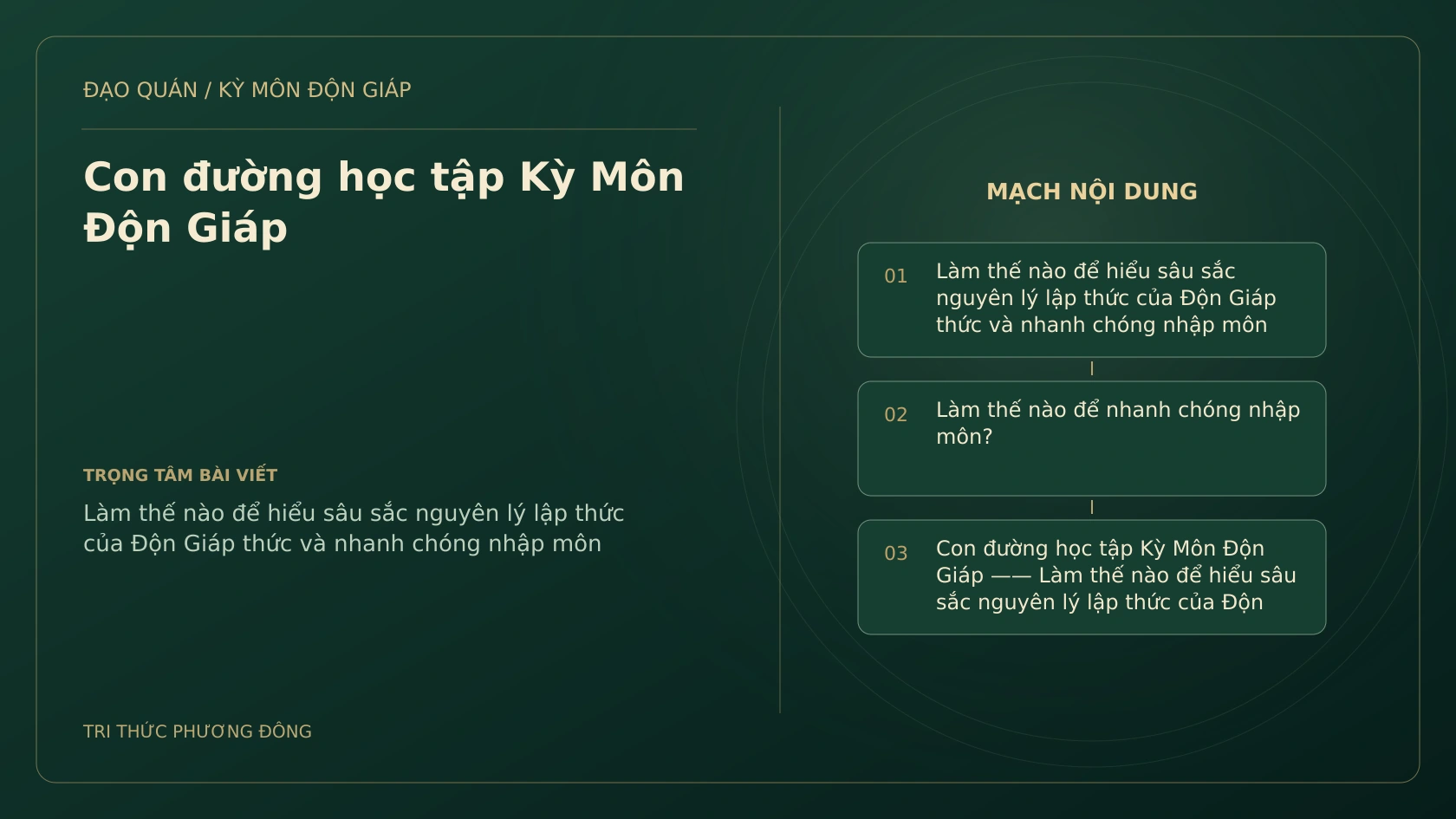 Con đường học tập Kỳ Môn Độn Giáp