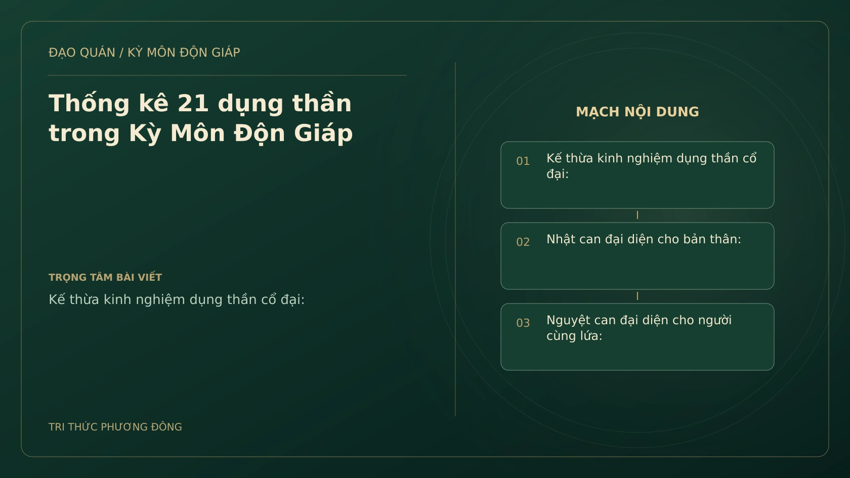Thống kê 21 dụng thần trong Kỳ Môn Độn Giáp