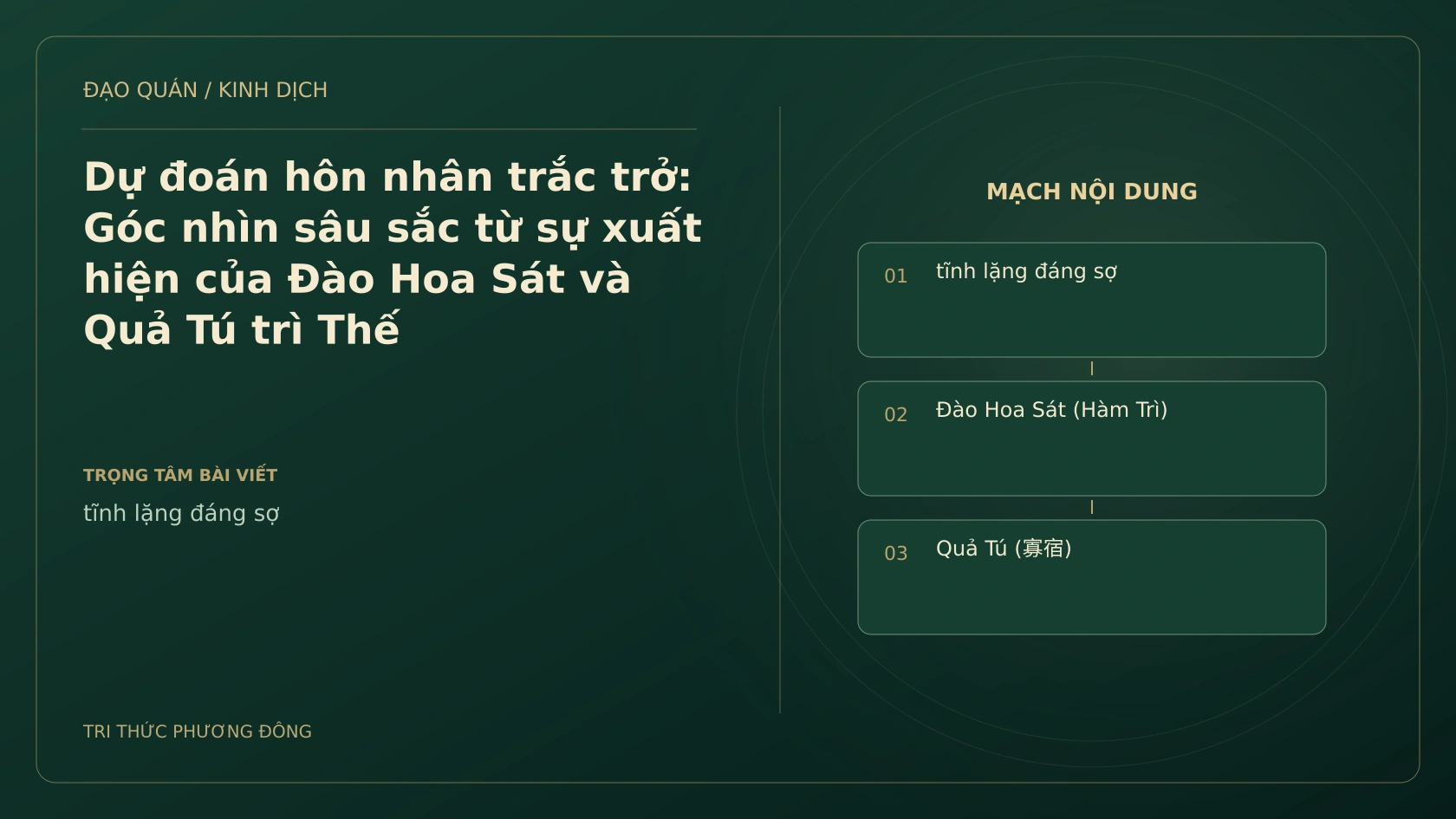 Minh họa Dịch học: Dự đoán hôn nhân trắc trở: Góc nhìn sâu sắc từ sự xuất hiện của Đào Hoa Sát và Quả Tú trì Thế