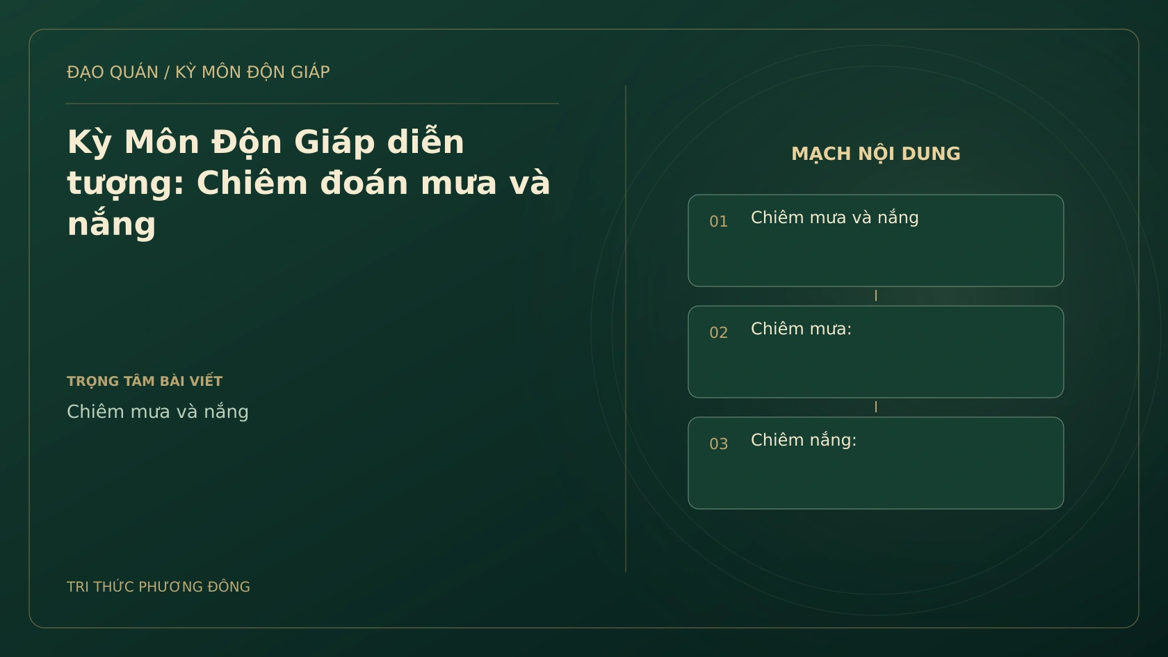 Kỳ Môn Độn Giáp diễn tượng: Chiêm đoán mưa và nắng