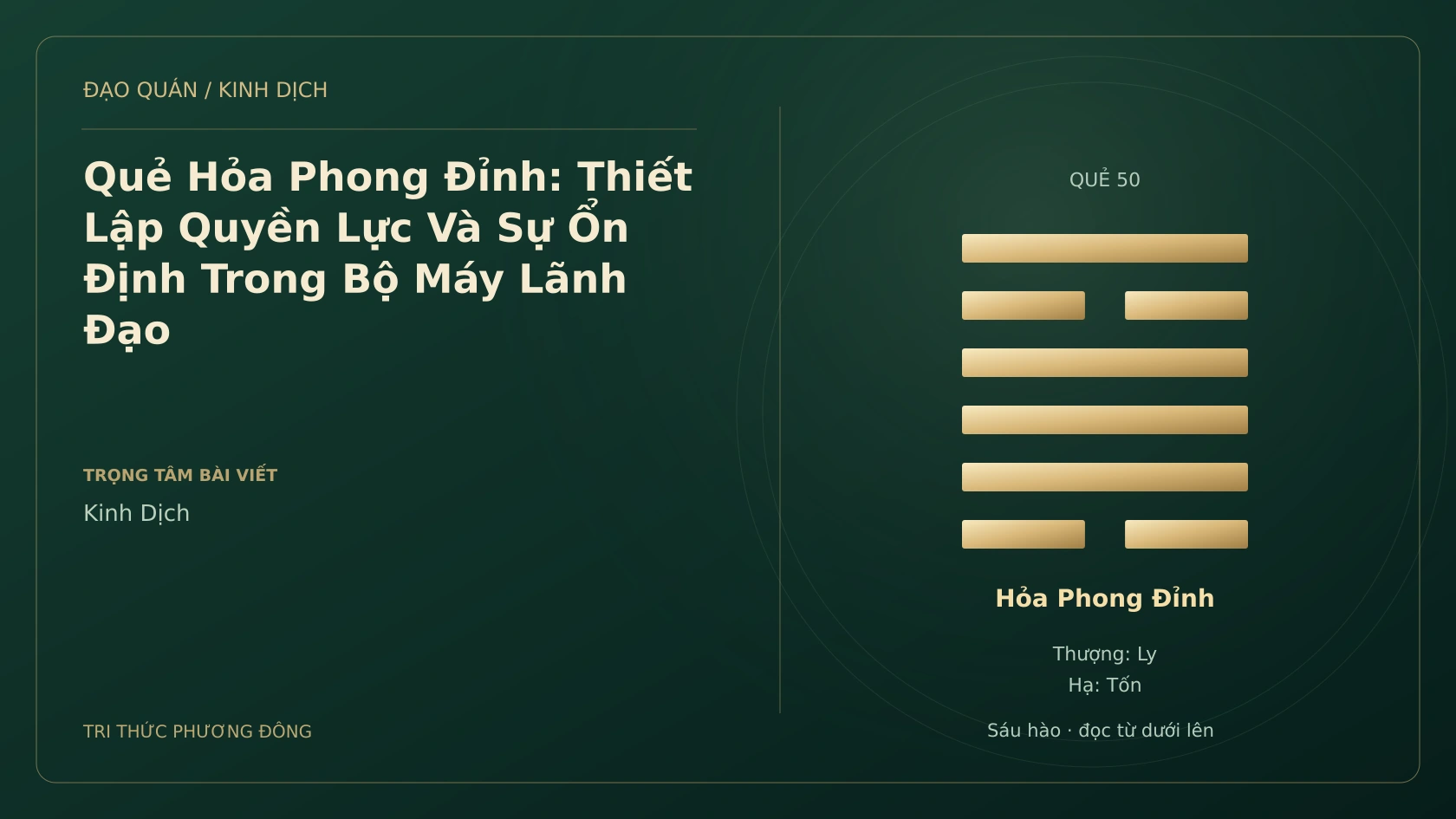 Minh họa Dịch học: Quẻ Hỏa Phong Đỉnh: Thiết Lập Quyền Lực Và Sự Ổn Định Trong Bộ Máy Lãnh Đạo