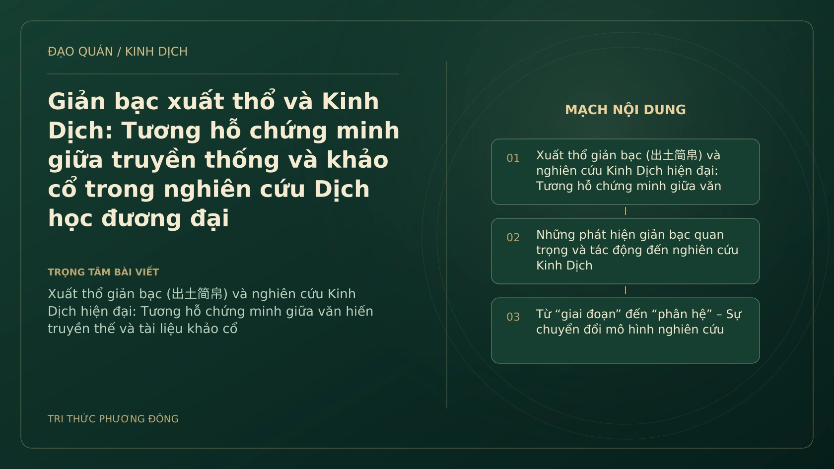 Minh họa Dịch học: Giản bạc xuất thổ và Kinh Dịch: Tương hỗ chứng minh giữa truyền thống và khảo cổ trong nghiên cứu Dịch học đương đại