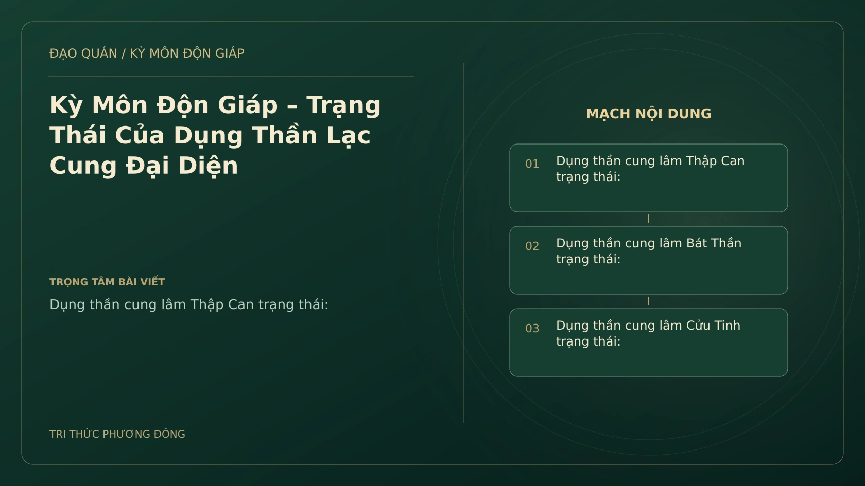 Kỳ Môn Độn Giáp – Trạng Thái Của Dụng Thần Lạc Cung Đại Diện