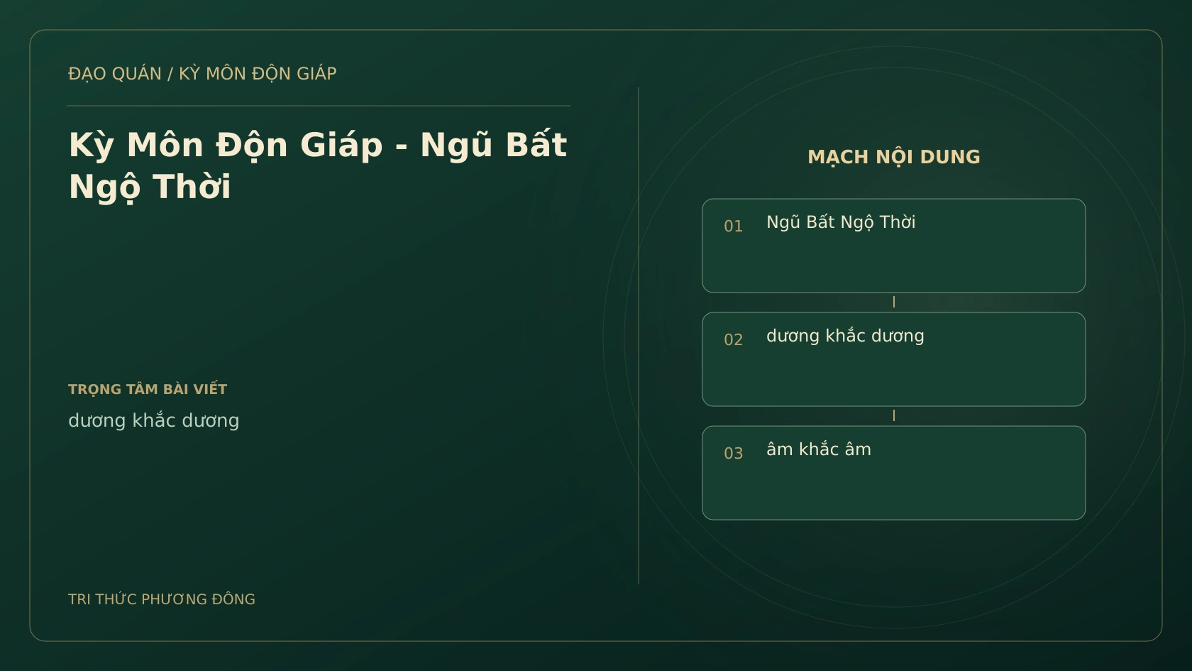 Kỳ Môn Độn Giáp - Ngũ Bất Ngộ Thời