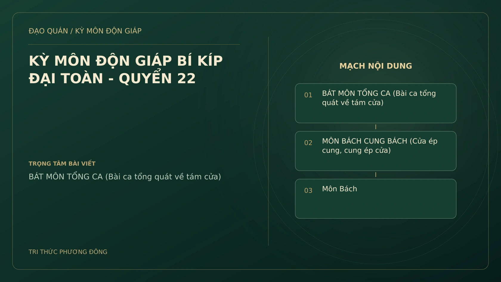 KỲ MÔN ĐỘN GIÁP BÍ KÍP ĐẠI TOÀN - QUYỂN 22